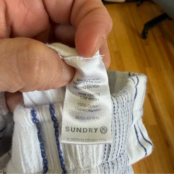 Sundry striped blue and white pullon wide leg ankle pants 3 - Picture 6 of 6